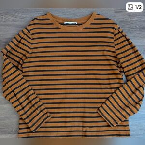 Mango Brown Striped Sweatshirt